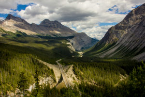 Street through the Canadian Rocky Mountains, mountains, forests, light and shadow, Canada Street through the Canadian Rocky Mountains, mountains, forests, light and shadow, Canada